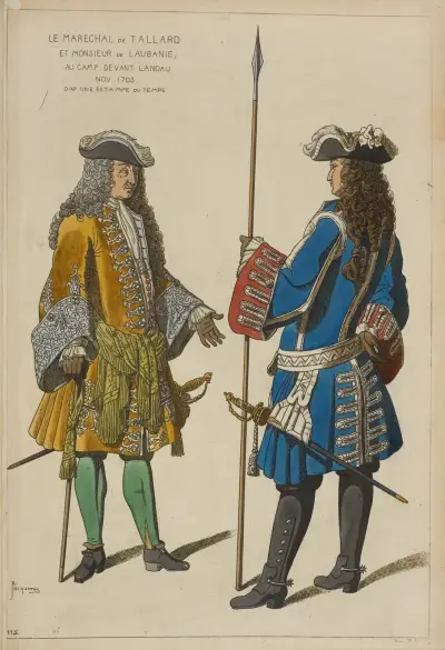 Le marechal de Tallard et Monsieur de Laubanie, au camp devant Landau Nov. 1703. D’ap[rès] une estampe du temps. av Raphaël Jacquemin