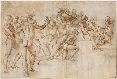 Study for the lower left section of the Disputa av Raphael