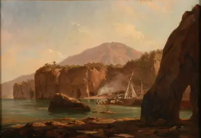 Grottes et falaises au bord de la mer av Jacques-Raymond Brascassat