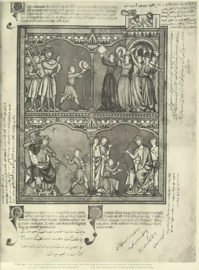 Kniha ilustrací Starého zákona z poloviny 13. století, tabule 57, Montague Rhodes James
