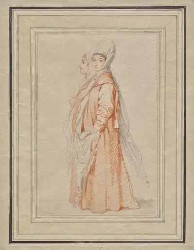 Two Veiled Young Women, probably Lilla Amnani and her sister av Richard Cosway