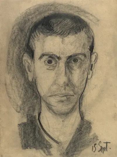 Selbstbildnis Richard Gerstl (Vorder- und Rückseite) av Richard Gerstl