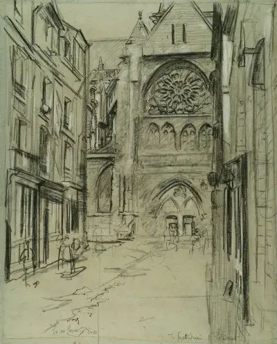 La Rue Pequet, Dieppe, St Jacques av Walter Richard Sickert