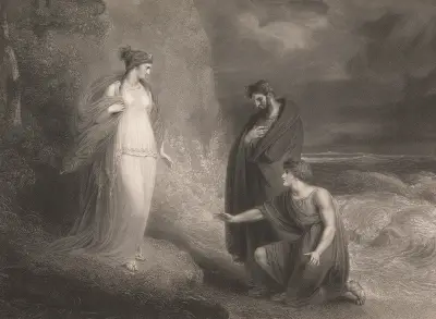 Telemachus and Mentor Discovered by Calypso av Richard Westall