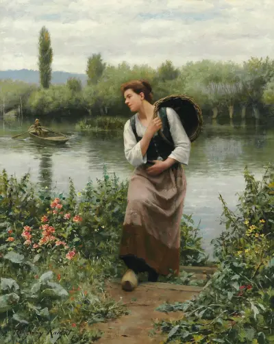 Frau mit Korb von Daniel Ridgway Knight