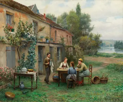 Kaffee im Garten von Daniel Ridgway Knight