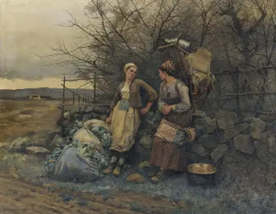 Wartende junge Frauen von Daniel Ridgway Knight