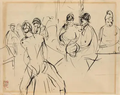 James Ensor, Willem Paerels and Auguste Oleffe in an Antwerp Brothel after a Vernissage at Kunst van Heden av Rik Wouters