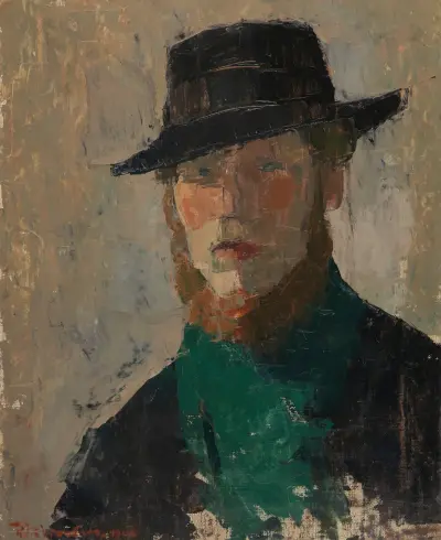 Self Portrait in Black Hat av Rik Wouters