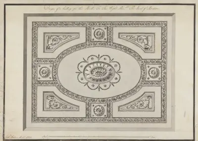 Headfort House, Ireland: Ceiling of the Front Hall av Robert Adam
