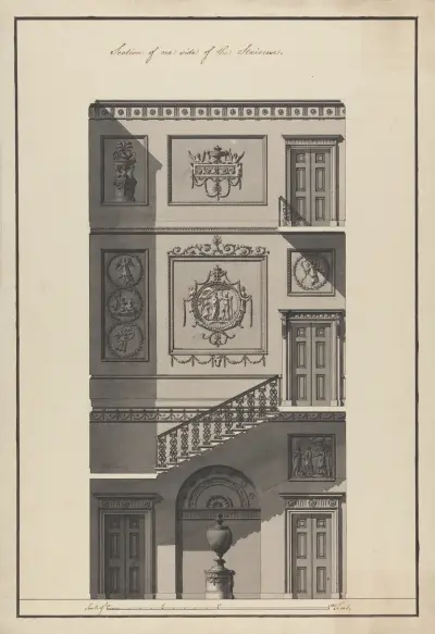 Headfort House, Ireland: Section of the Staircase, 1771 – nr 1 av Robert Adam
