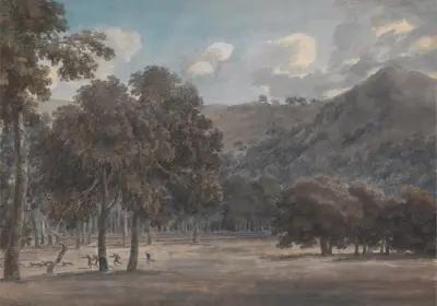 Il Parco degli Astroni, The Wooded Crater Bottom with Hunt in Progress av John Robert Cozens