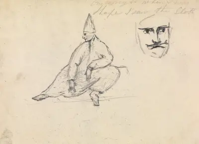 Study of a Seated Man, Wearing a Pointed Hat av Benjamin Robert Haydon