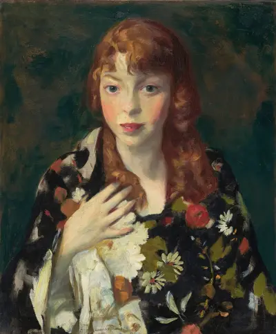 Edna Smith in a Japanese Wrap av Robert Henri