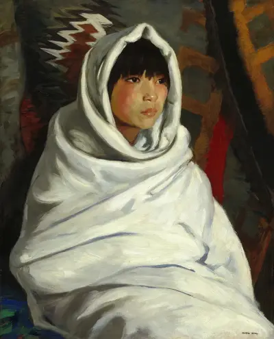 Indian Girl in White Blanket av Robert Henri
