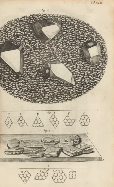 Microscopic view of small diamants [diamonds] av Robert Hooke