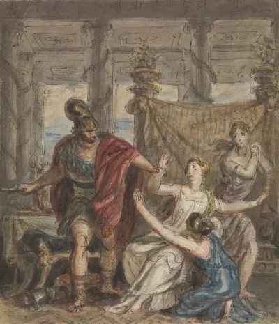 Study of a Soldier Attacking a Woman av Robert Smirke