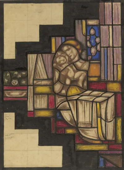 Projekt witraża w Pawilonie Holenderskim na wystawie Sztuki Dekoracyjne w Paryżu, 1925 – nr 2, Richard Nicolaüs Roland Holst
