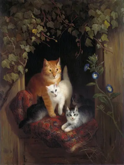 Cat with Kittens av Henriëtte Ronner-Knip