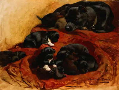 The Proud Mother av Henriëtte Ronner-Knip