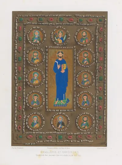 Couverture d’un livre grec manuscrit de la bibliothèque de St. Marc. av Joseph Rose Lemercier