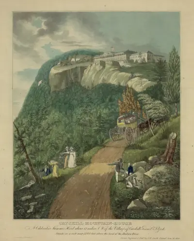 Catskill Mountain House – slavný letní hotel asi 12 mil jihozápadně od vesnice Catskill, Greene Co., New York, John Rubens Smith