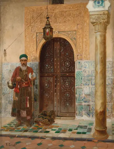 A holy man by an entrance von Rudolf Ernst