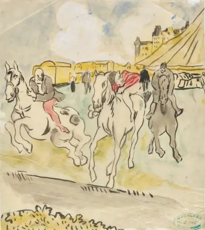 Galloping Riders in Front of a Big Top von Rudolf Grossmann