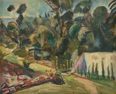 Landschaft mit Zelt av Rudolf Grossmann