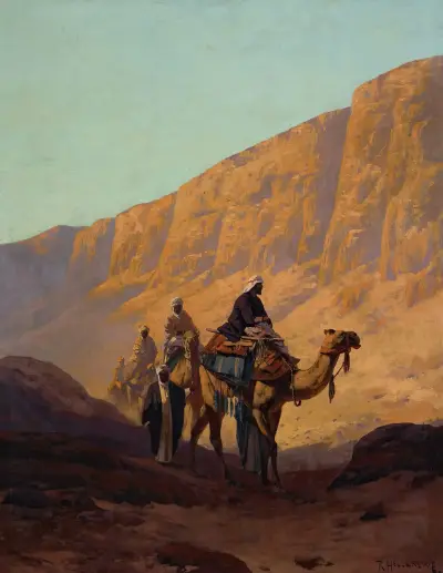 Caravan Passing Through A Wadi av Rudolf Hellgrewe