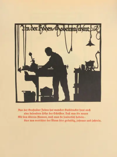 Die Schriftgiesserei im Schattenbild Pl.16 von Rudolf Koch
