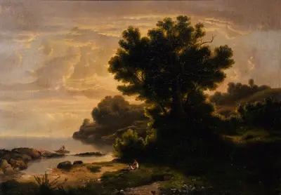 Landscape with Family by Lake, Robert S. Duncanson