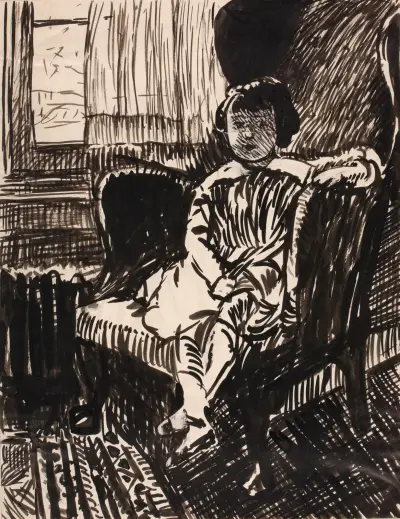 Untitled (Girl Seated in Chair), 1917 av Henry Lyman Saÿen