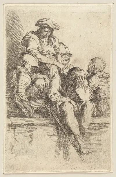 Fünf Soldaten von Salvator Rosa