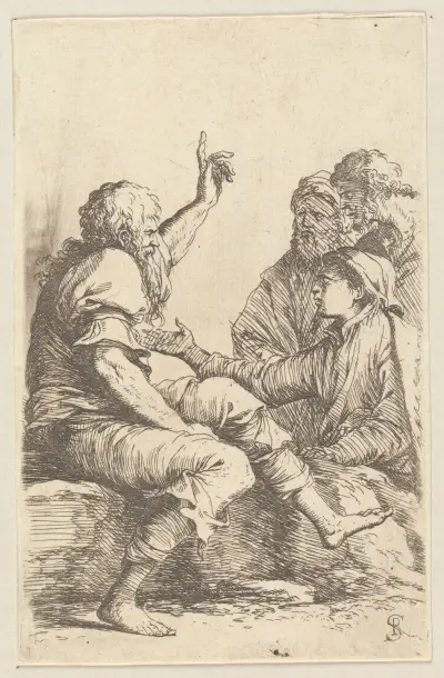 Vier Männer im Gespräch von Salvator Rosa