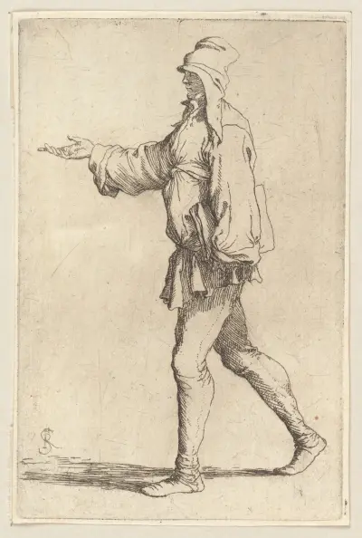 Schreitender Mann mit ausgestrecktem rechtem Arm von Salvator Rosa
