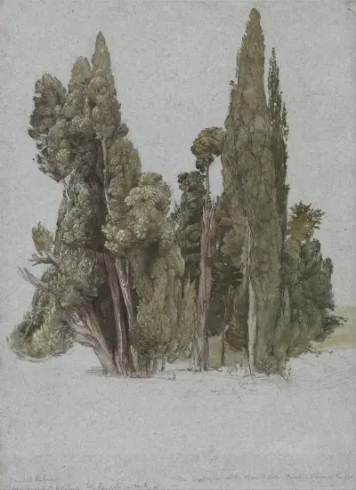 The Cypresses at the Villa d’Este, Tivoli von Samuel Palmer
