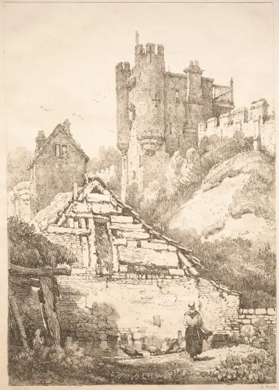 In York, Hof mit Hühnern von Samuel Prout