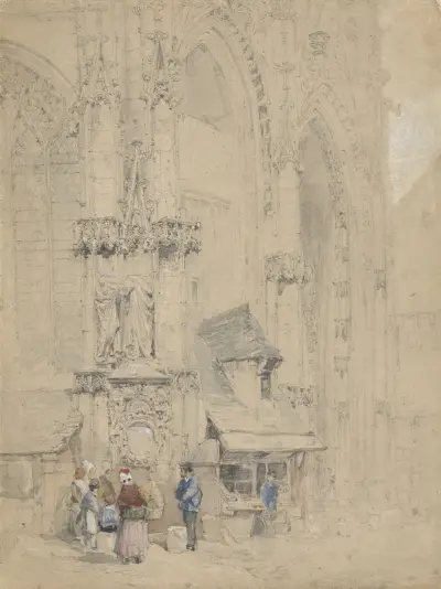 Fontaine S. Maclou, tegen de S. Maclou te Rouaan av Samuel Prout
