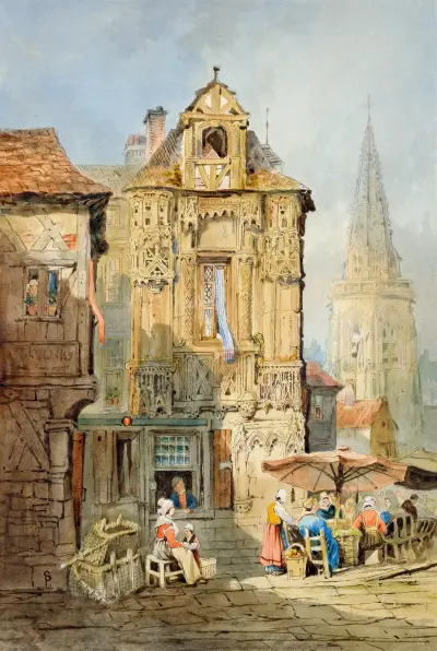 Marktplatz in Brügge von Samuel Prout