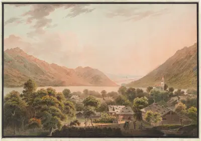 Brienz a Brienzské jezero směrem k Interlakenu, Jakob Samuel Weibel