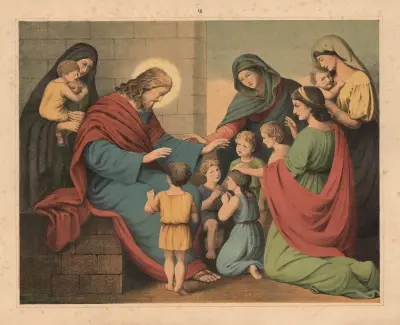 Jesus blesses the little children av Sandberg