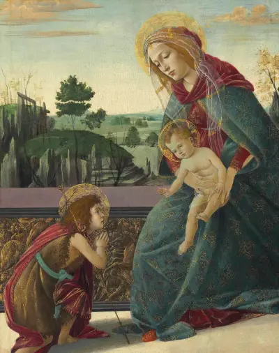 Madonna and Child with Young Saint John the Baptist av Sandro Botticelli