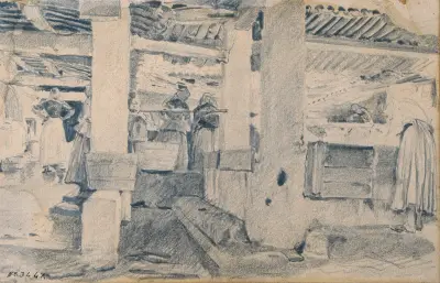 Interiér prádelny, Santiago Rusiñol