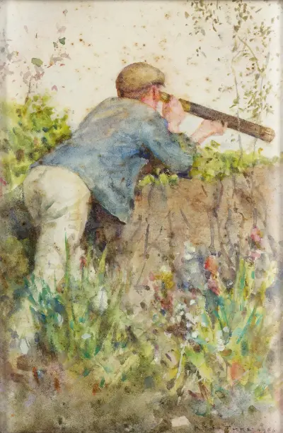 Man Looking Through A Telescope, Henry Scott Tuke