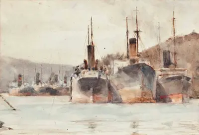 Ships Moored Near King Harry Ferry, On The River Fal, Henry Scott Tuke