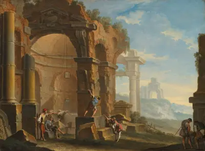 Capriccio s postavami rozmlouvajícími u antických zřícenin, Sebastiano Ricci