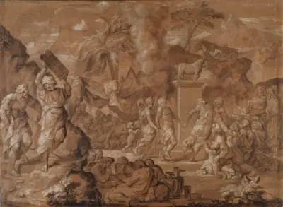The Israelites Dancing around the Golden Calf, Sébastien Bourdon
