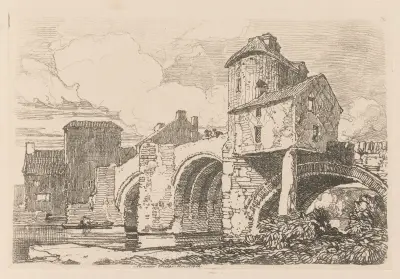 Monnow Bridge, Monmouthshire av John Sell Cotman