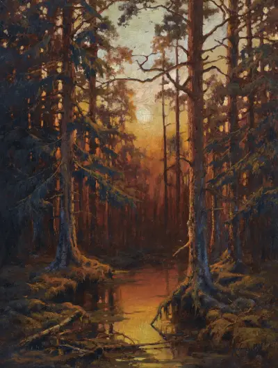 Forest Sunset av Julius Sergius Klever
